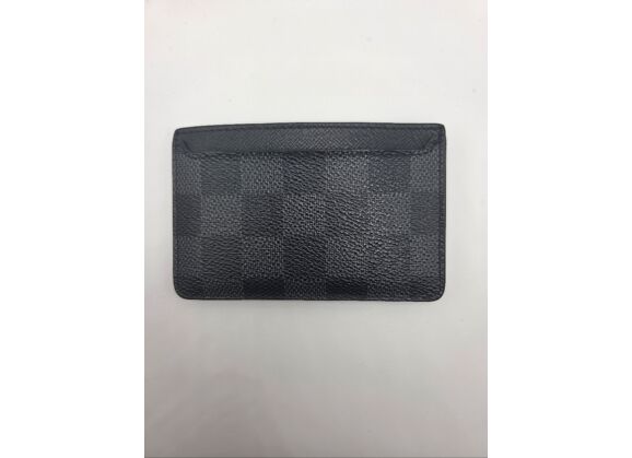 Image Portefeuille LOUIS VUITTON Cuir grainé Damier noir et gris