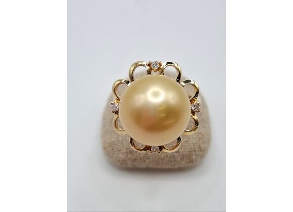 Image Bague Or jaune Perle Diamant