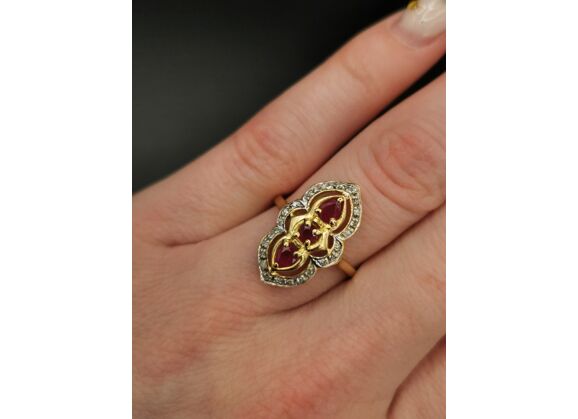 Image Bague Or jaune Or blanc Rubis Diamant