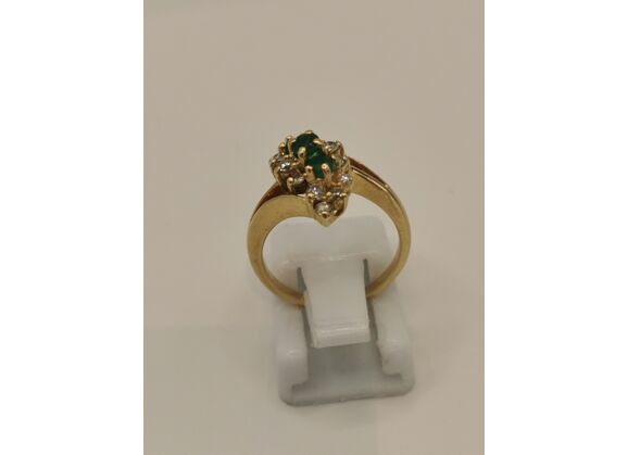 Image Bague Or jaune Emeraude Moissanite