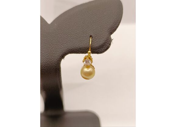 Image Boucles d'oreilles Or jaune Perle Diamant