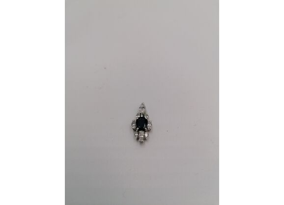 Image Pendentif Or blanc Pierre bleue Diamant