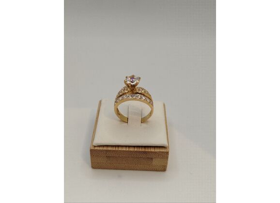 Image Bague Or jaune Oxyde de zirconium Oxyde de zirconium