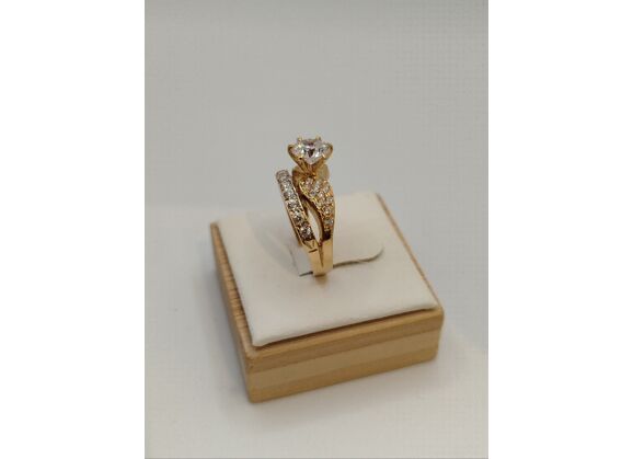 Image Bague Or jaune Oxyde de zirconium Oxyde de zirconium