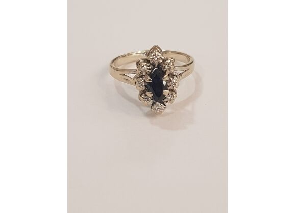 Image Bague Or blanc Saphir Diamant