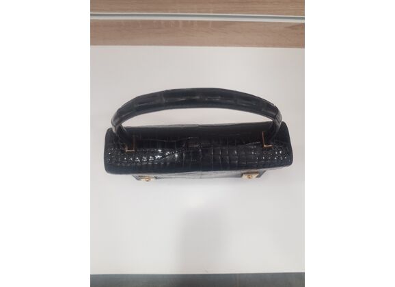 Image Sac à main HERMES PIANO VINTAGE Porté main Cuir de veau Noir