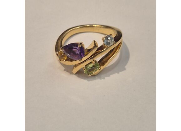 Image Bague Or jaune Améthyste Topaze