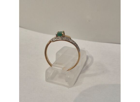 Image Bague Or jaune Emeraude Oxyde de zirconium