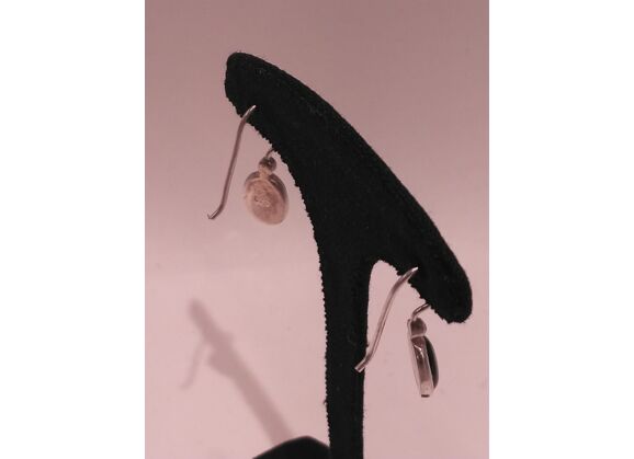 Image Boucles d'oreilles Argent Pierre noire