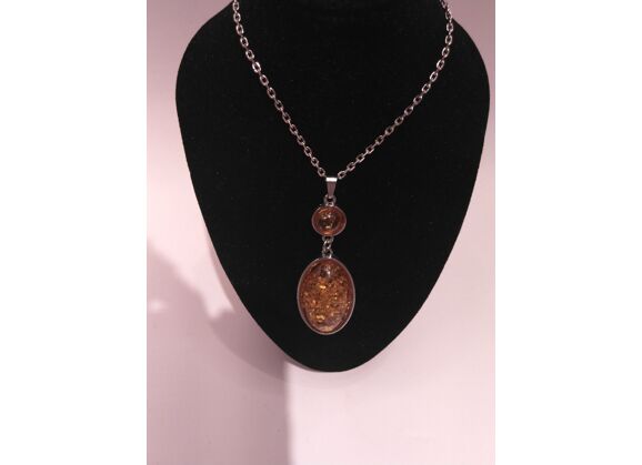Image Collier Argent Ambre