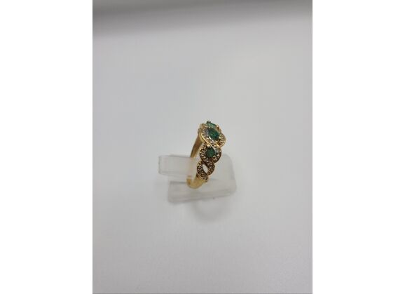 Image Bague Or jaune Emeraude Diamant