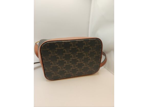 Image Sac à main CELINE Triomphe Porté croisé Toile Marron