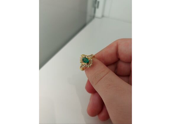 Image Bague Or jaune Emeraude Diamant