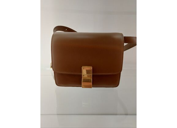Image Sac à main CELINE Classic Box small Porté épaule Cuir Marron