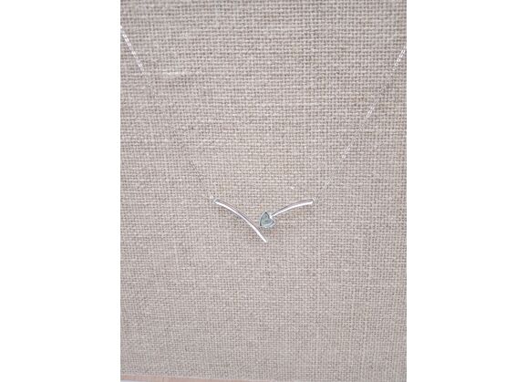 Image Collier Or blanc Pierre bleue Sans