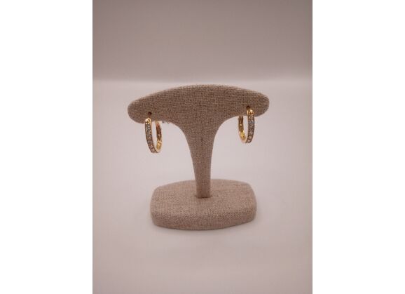 Image Boucles d'oreilles Créoles Or jaune Pierre blanche