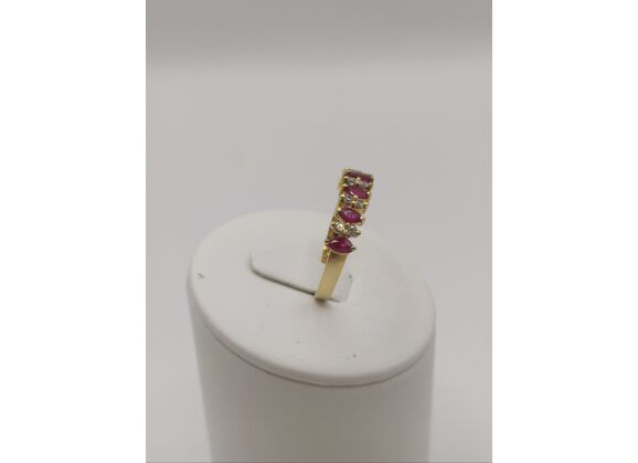 Image Bague Alliance Or jaune Rubis Diamant
