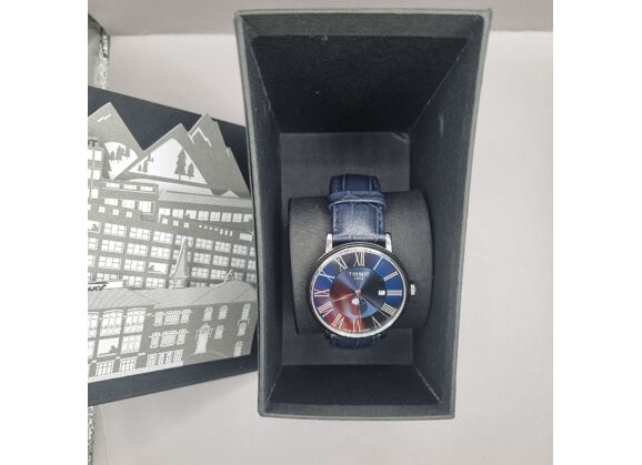 Image Montre Homme TISSOT Premium gent moonphase Simili cuir Bleu 40 mm