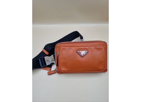Image Sac à main PRADA MILANO Saffiano travel Banane Toile enduite Orange