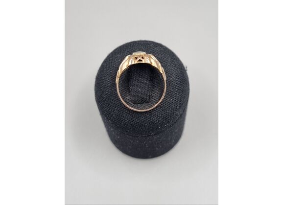 Image Bague Or rose Pierre blanche Pierre blanche