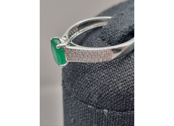 Image Bague Or blanc Emeraude Diamant