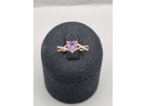 Image Bague Or jaune Améthyste Oxyde de zirconium