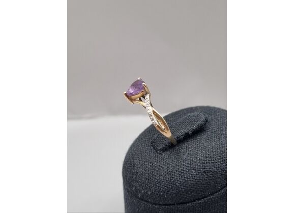 Image Bague Or jaune Améthyste Oxyde de zirconium