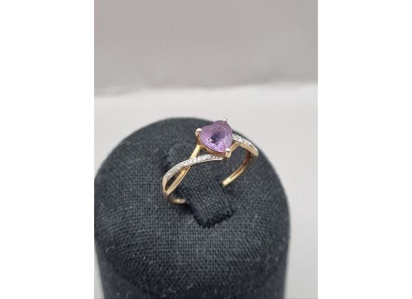 Image Bague Or jaune Améthyste Oxyde de zirconium