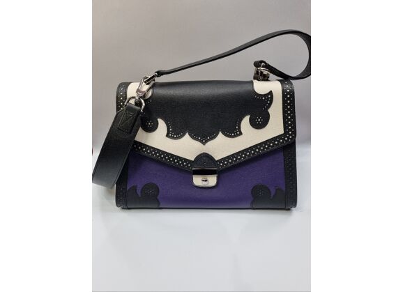 Image Sac à main LONGCHAMP Purple Porté épaule Cuir Violet noir et blanc