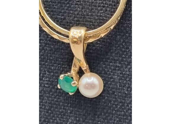 Image Pendentif Or jaune Perle Emeraude
