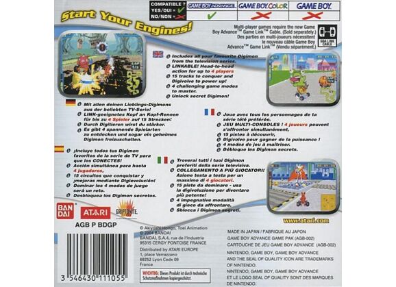 Image Jeux Vidéo Digimon Racing Game Boy Advance