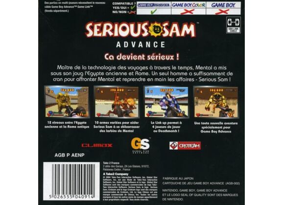 Image Jeux Vidéo Serious Sam Advance Game Boy Advance
