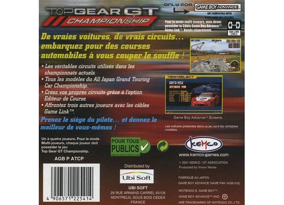 Image Jeux Vidéo Top Gear GT Championship Game Boy Advance