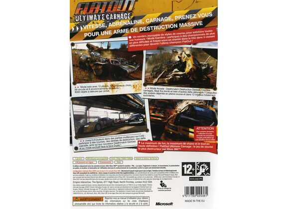 Image Jeux Vidéo FlatOut Ultimate Carnage Xbox 360