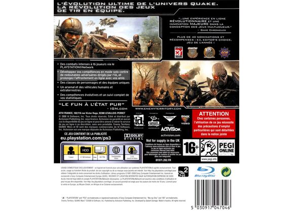 Image Jeux Vidéo Enemy Territory Quake Wars PlayStation 3 (PS3)