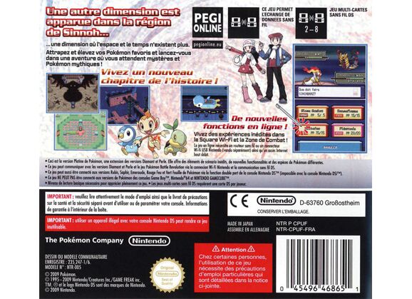 Image Jeux Vidéo Pokémon Version Platine DS