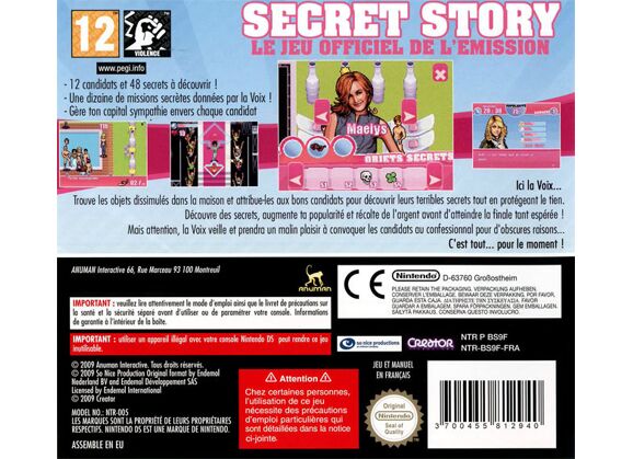Image Jeux Vidéo Secret Story DS