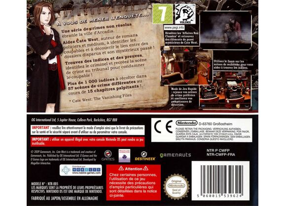 Image Jeux Vidéo Cate West Les Affaires non Classées DS