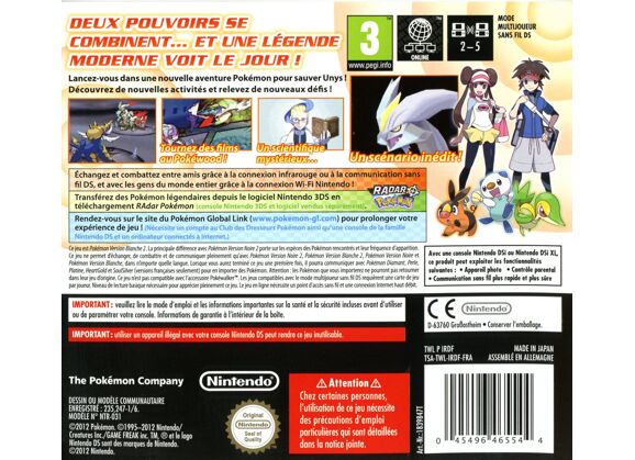 Image Jeux Vidéo Pokémon Version Blanche 2 DS