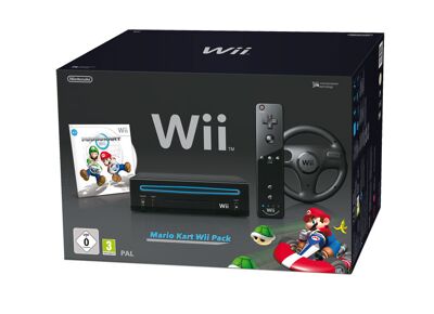 Console NINTENDO Wii Noir + 1 manette + Mario Kart + Volant