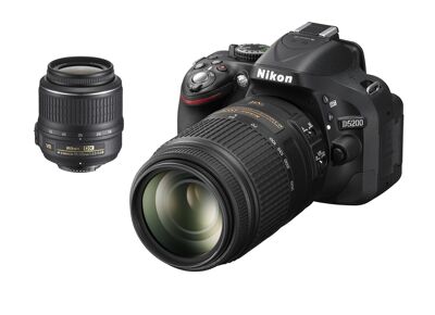 Image Appareils photos numériques NIKON D5200 18-55 VR + 55-300 VR Kit Noir Noir