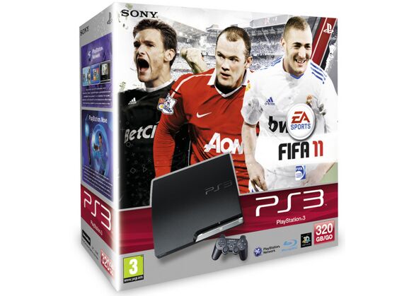 Image Console SONY PS3 Slim Noir 320 Go + 1 manette + FIFA 2011