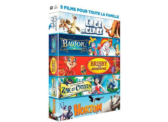 Image DVD 5 Films Pour Toute La Famille : L'age De Glace + Bartok Le Magnifique + Brisby Et Le Secret De Nimh + Les Aventures De Zak Et Crysta + Horton - Pack DVD Zone 2