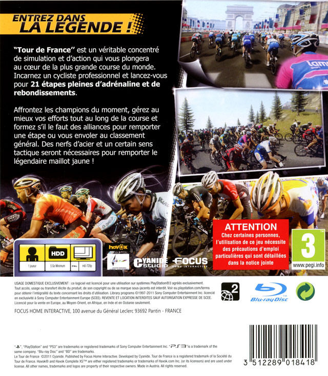 Jeux Vidéo Le Tour de France PlayStation 3 (PS3) d'occasion
