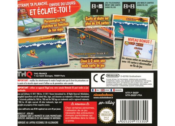 Image Jeux Vidéo Bob L'Eponge Surf & Skate Roadtrip DS