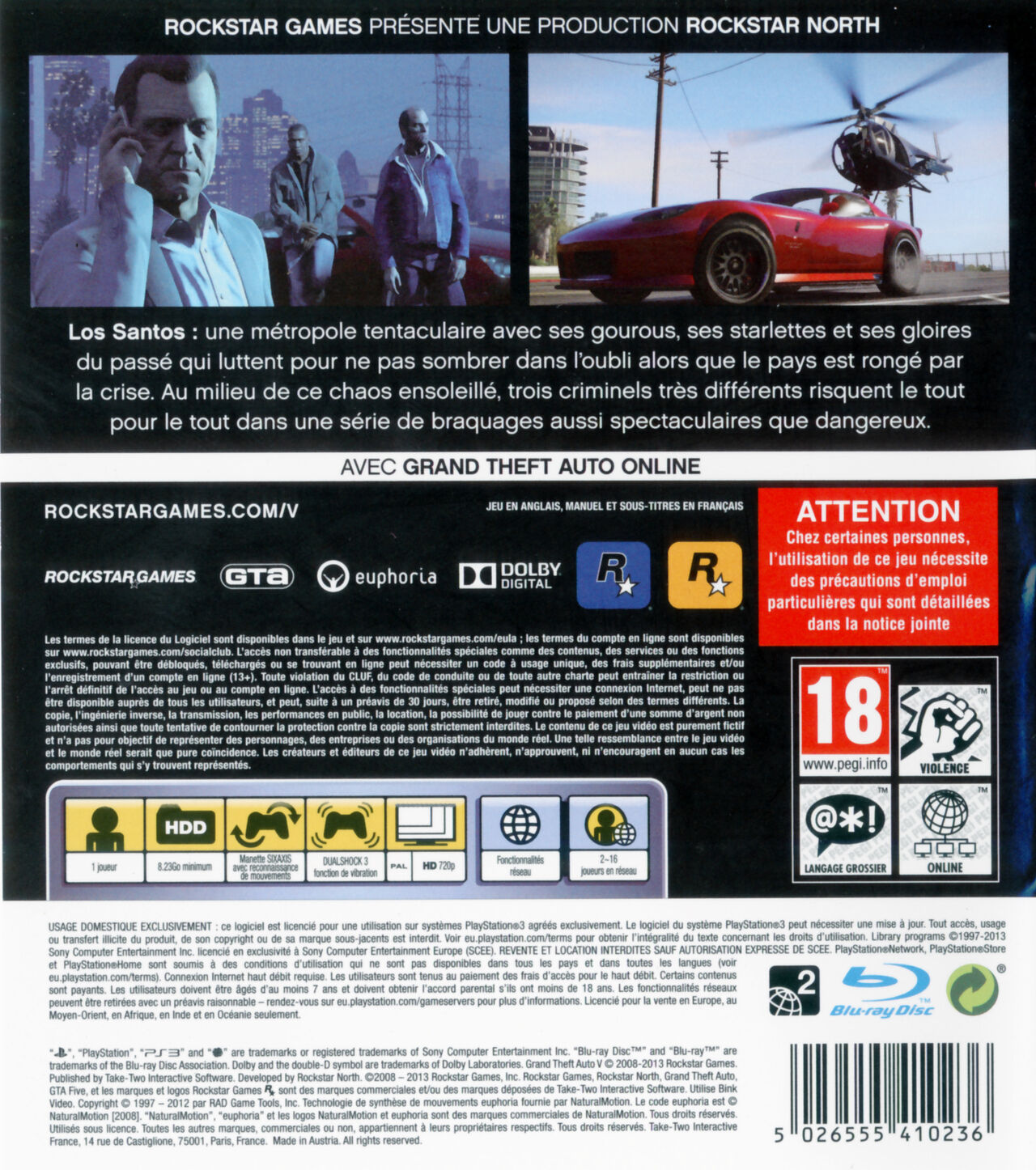 Jeux Vidéo Grand Theft Auto V (GTA 5) PlayStation 3 (PS3) d'occasion