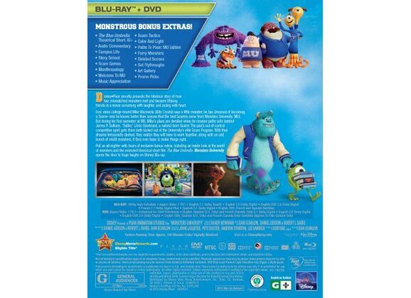 Image Blu-Ray Monsters University (Blu Ray Combo Pack)