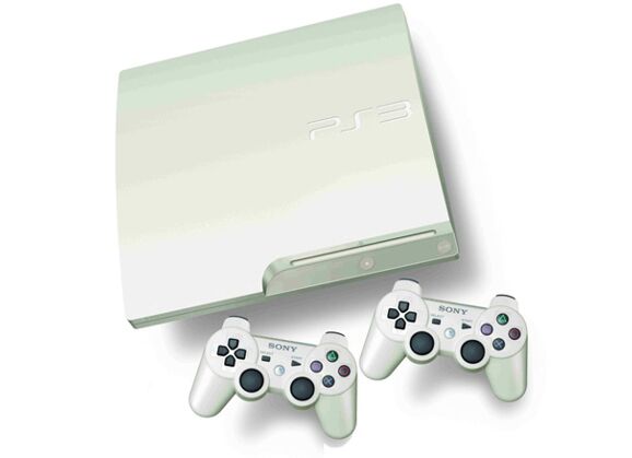Image Console SONY PS3 Slim Blanc 320 Go + 2 manettes