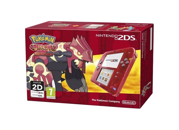 Image Console NINTENDO 2DS Rouge Transparent + Pokémon Rubis Oméga
