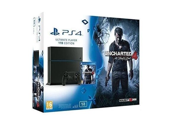 Image Console SONY PS4 Noir 1 To + 1 manette + Uncharted 4
